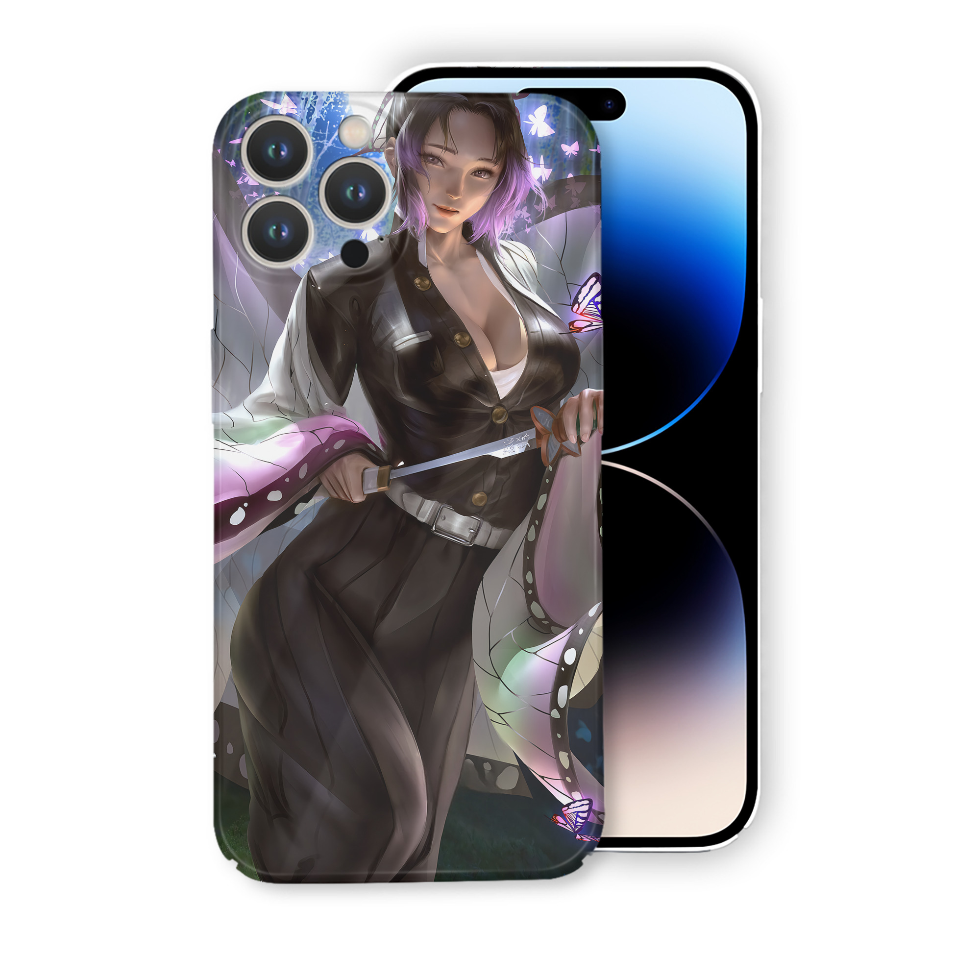 （画像用） 鬼滅の刃（きめつのやいば）蟲柱-胡蝶 しのぶ／こちょう しのぶ Kochou Shinobu 【iPhone 14シリーズ対応】ハードケース